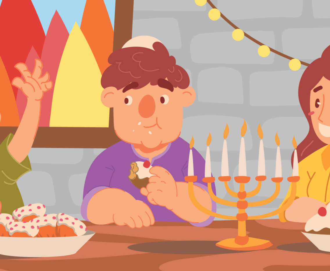 Family Enjoying Hannukah