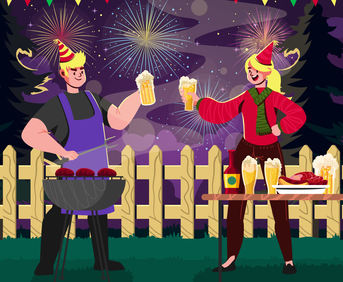 Celebrating New Year Fireworks With BBQ