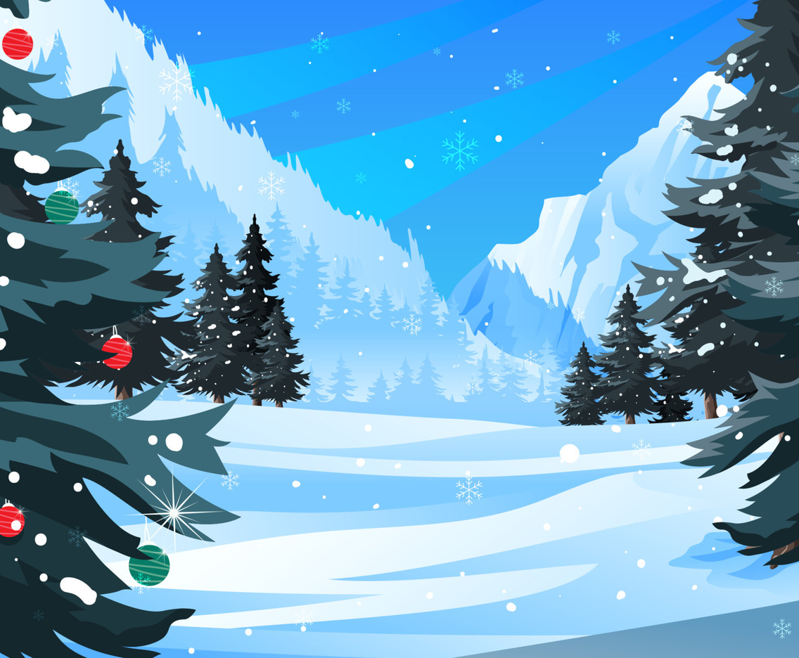 White Snowy Christmas Trees in Nature