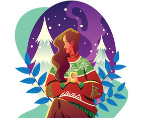 Girl with Ugly Sweater in Christmas Night