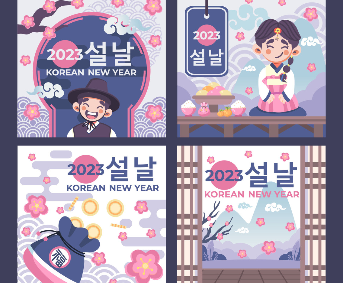 Seollal with Pastel Color for Media Social