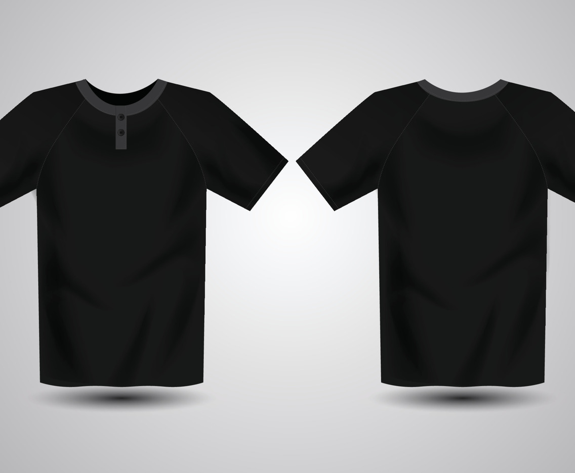 Realistic Black Henley Shirt Template