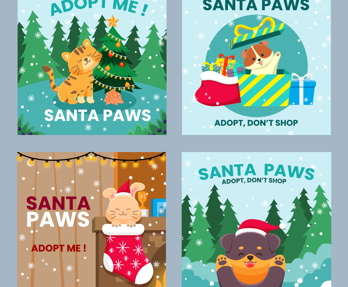 Adopt Pet Santa Paws with Cute Animal