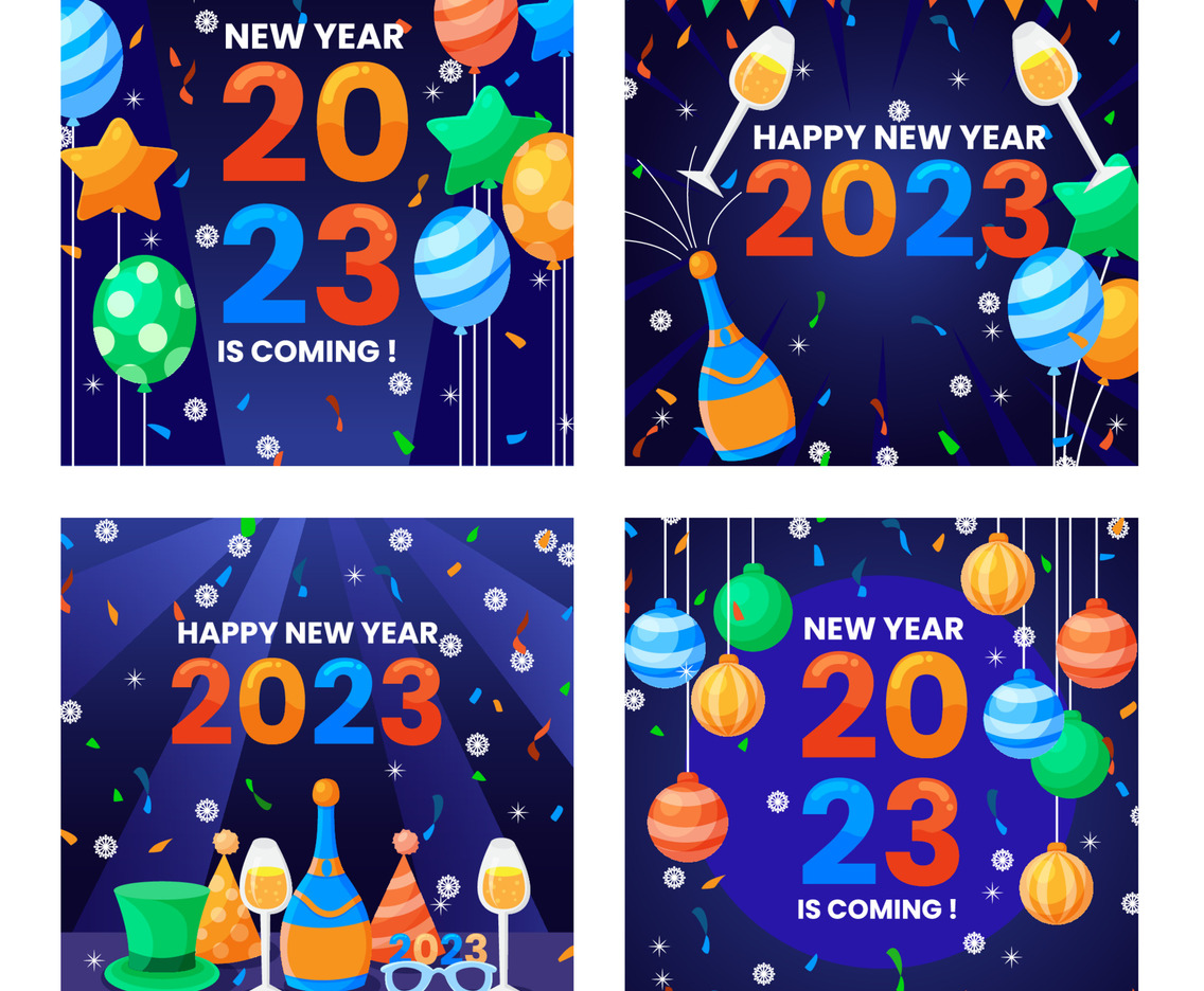 New Year 2023 Celebration Festival with Balloon and Decorations