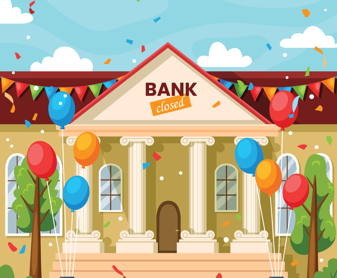 Bank Holiday Celebration with Flag and Balloon