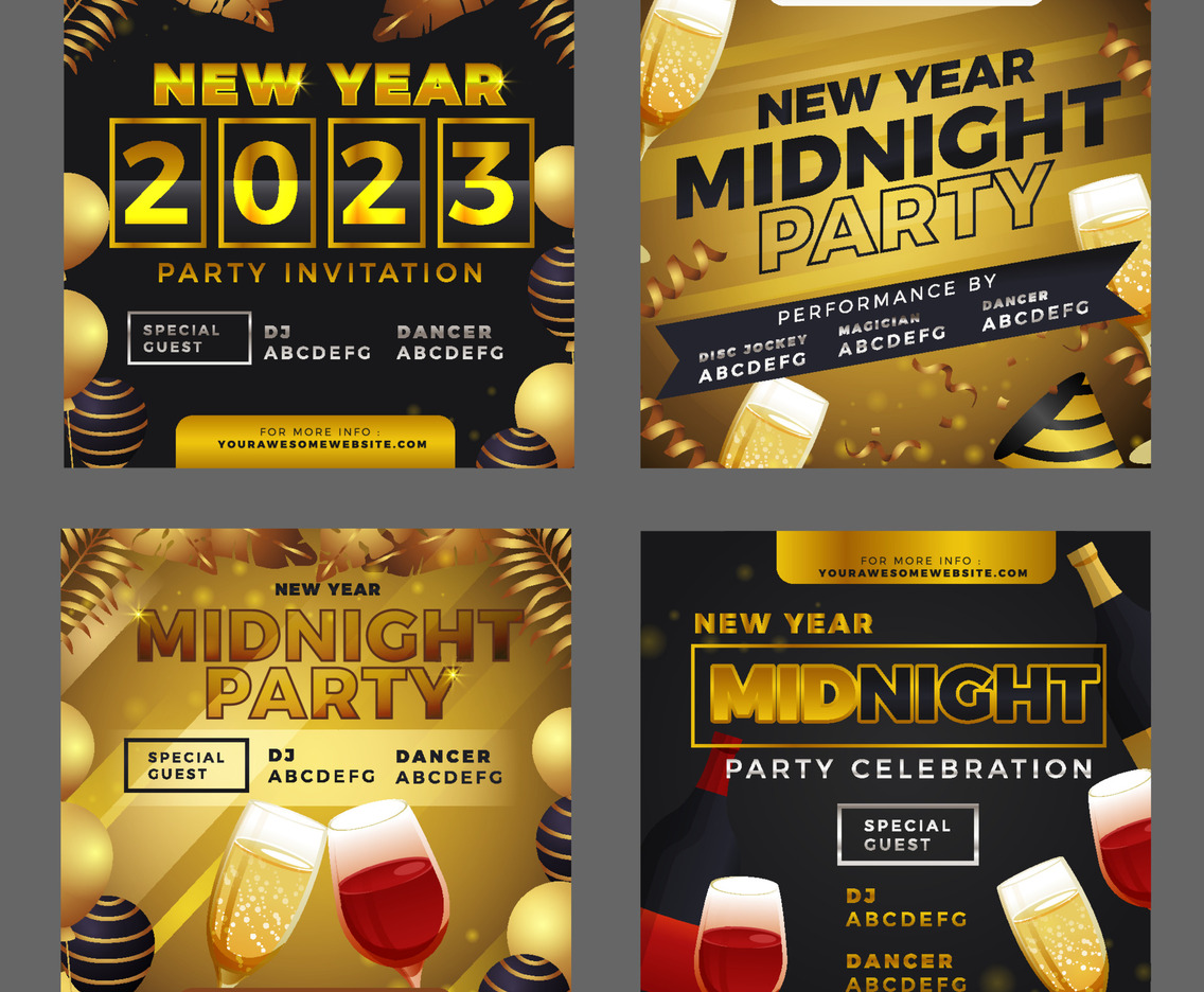 Luxury New Year Midnight Party Social Media Post