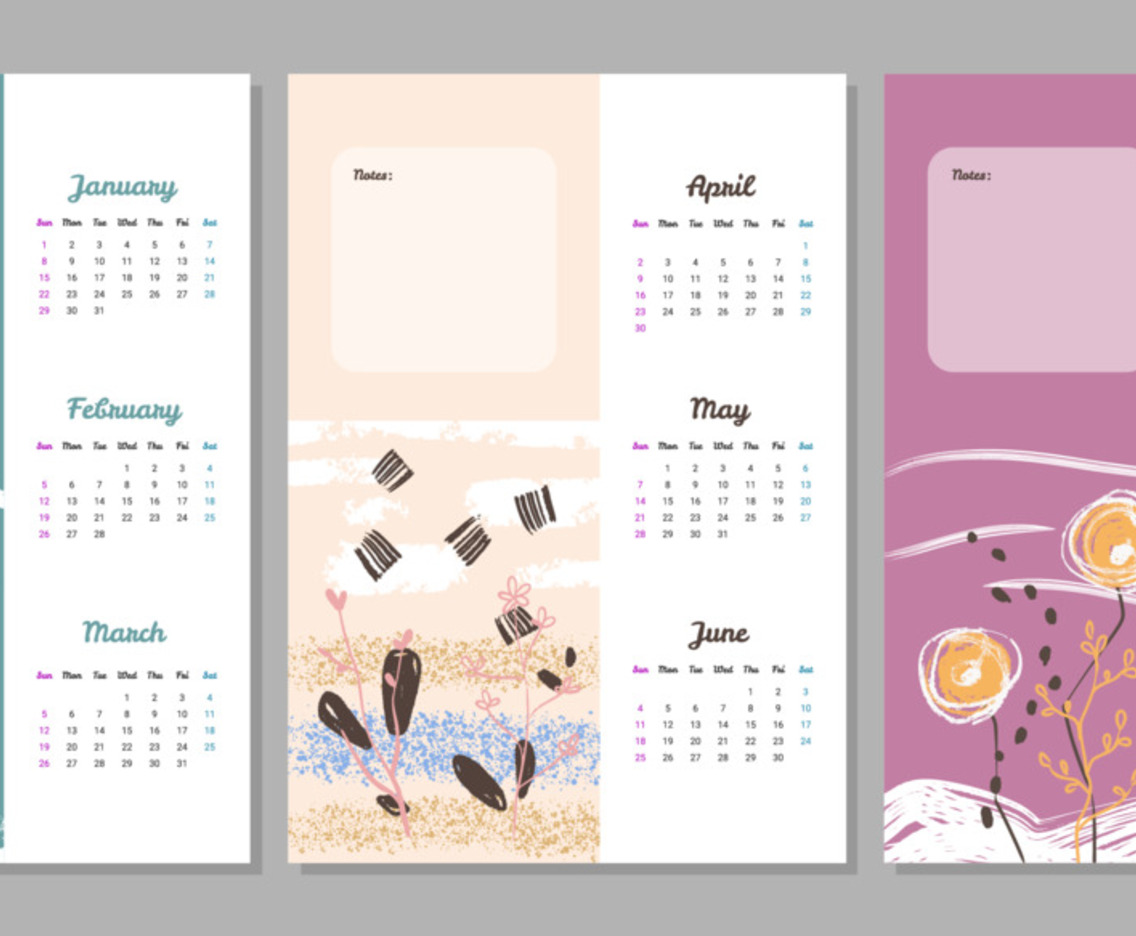Abstract Floral Painting Wall Mounted 2023 Calendar Template