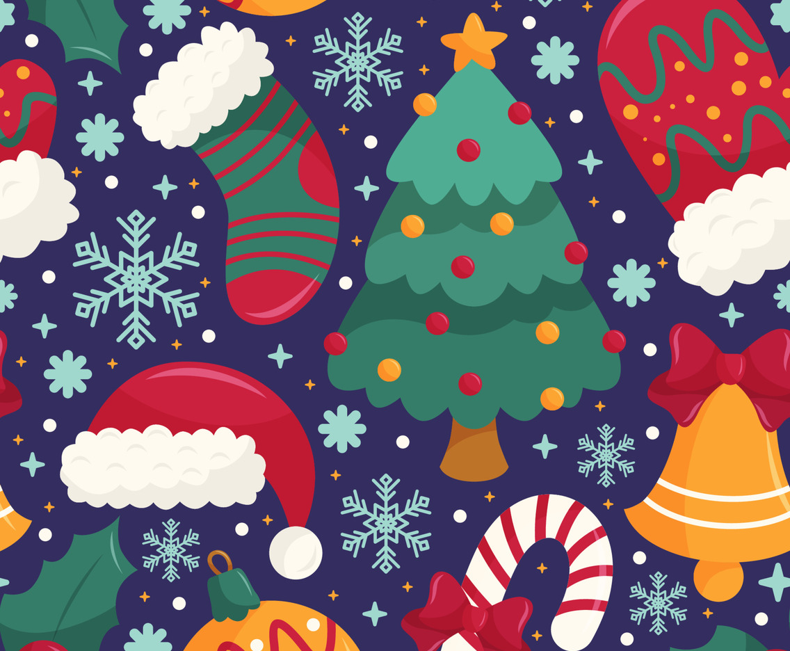 Cute Christmas Doodle Seamless Pattern