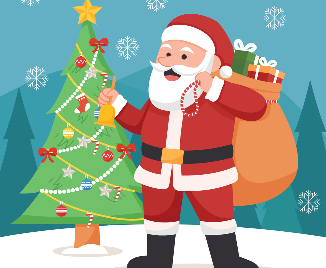 Santa Claus Brings A Gift Box