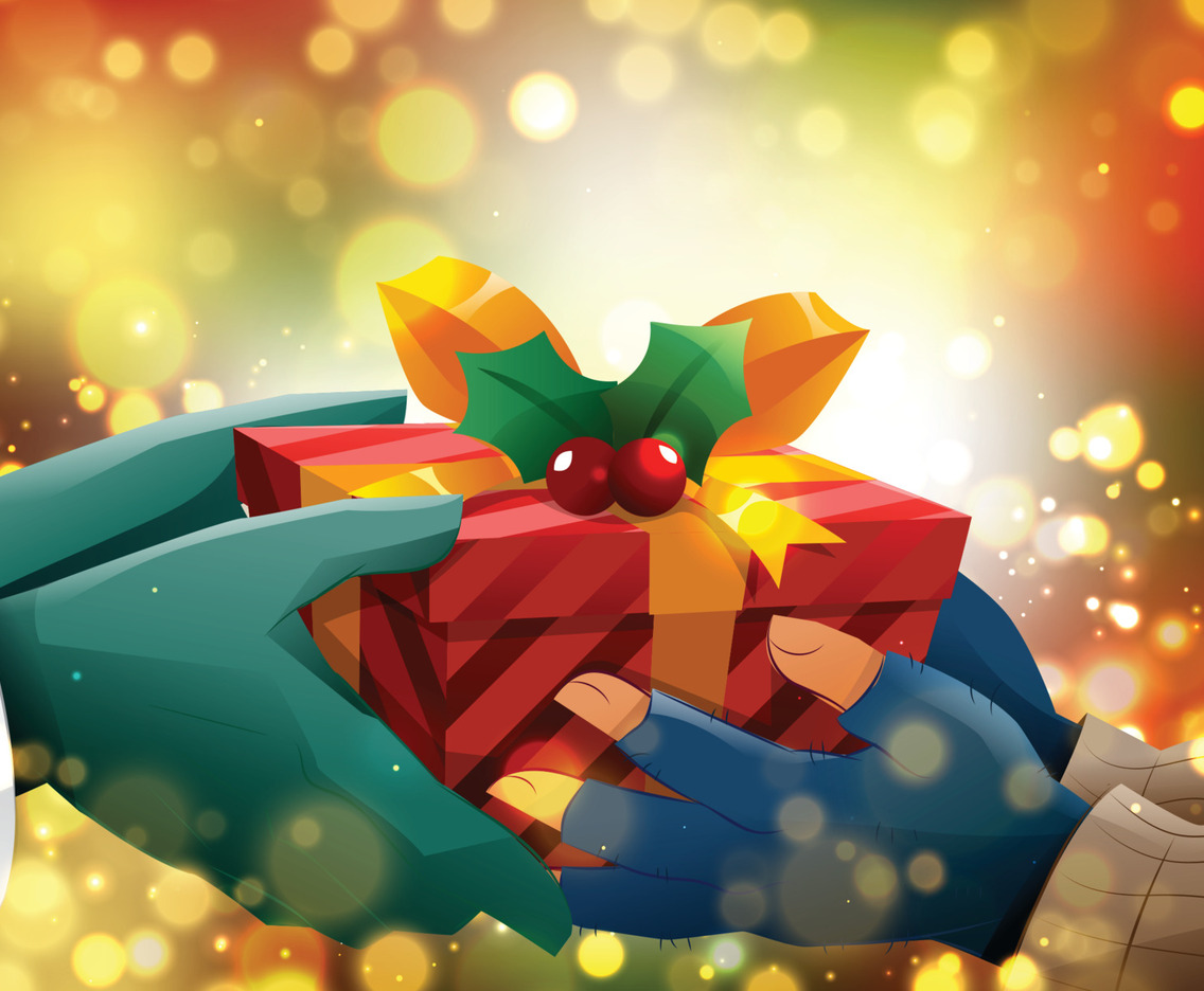 Boxing Day Background Concept with Giving a Christmas Gift