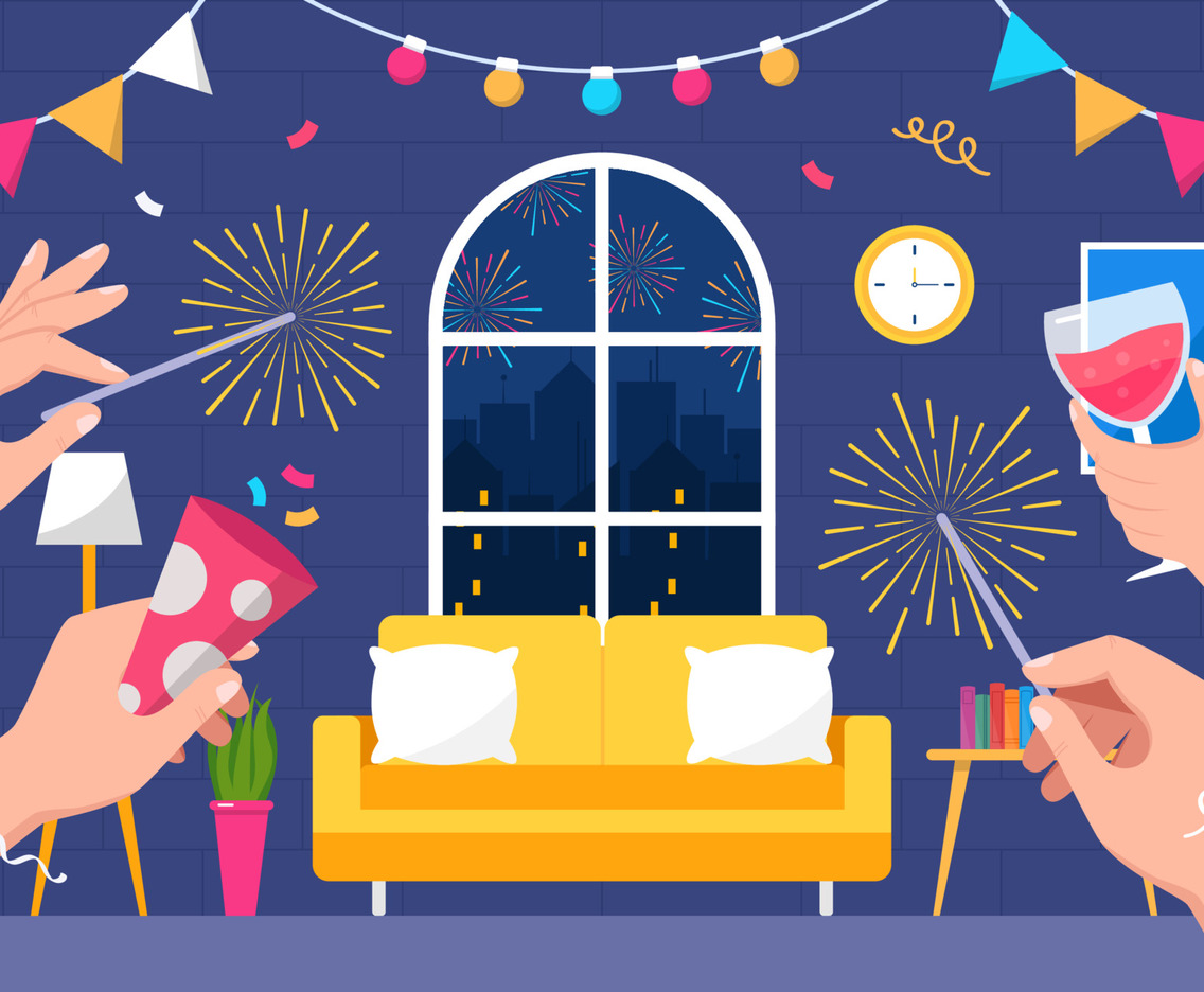 New Year Firework with Indoor Concept