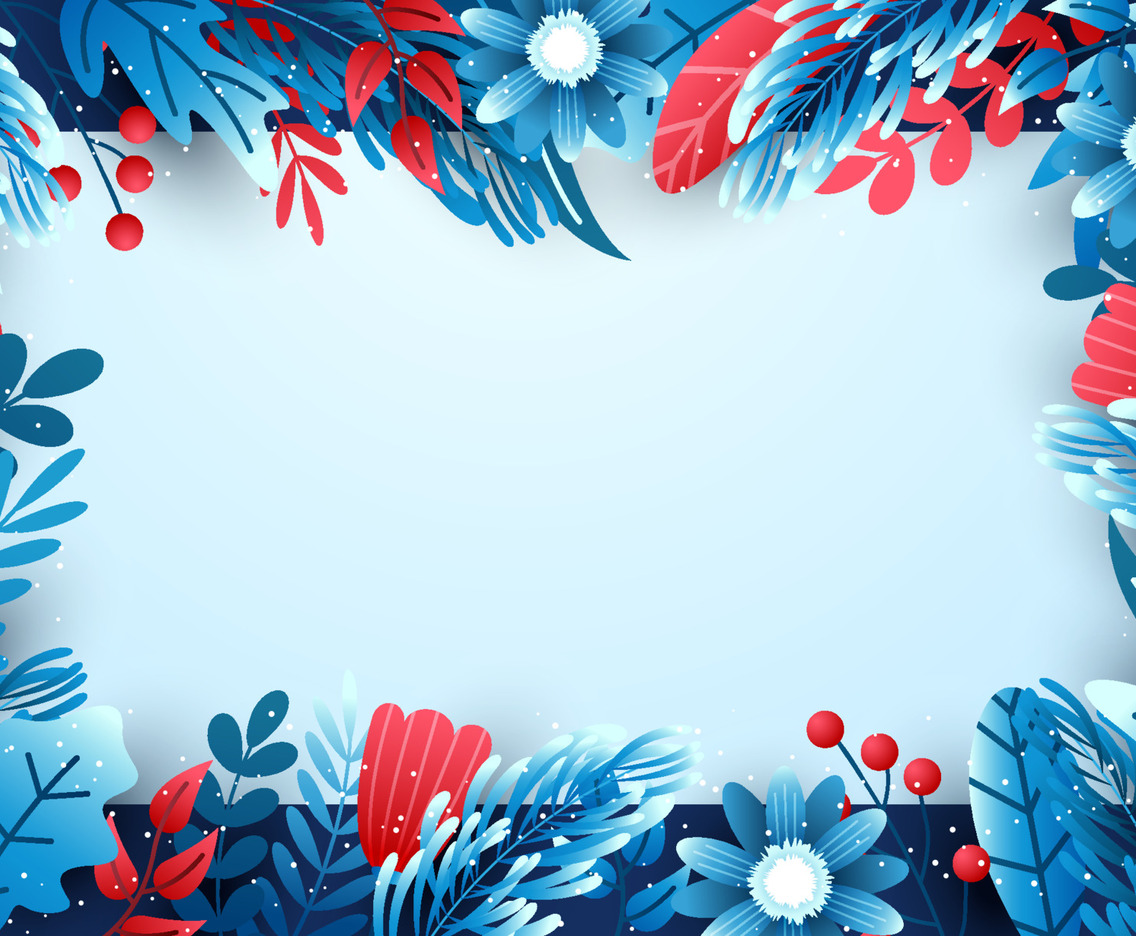 Border of Winter Floral Background