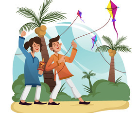 Playing Kites On Makar Sankranti Day