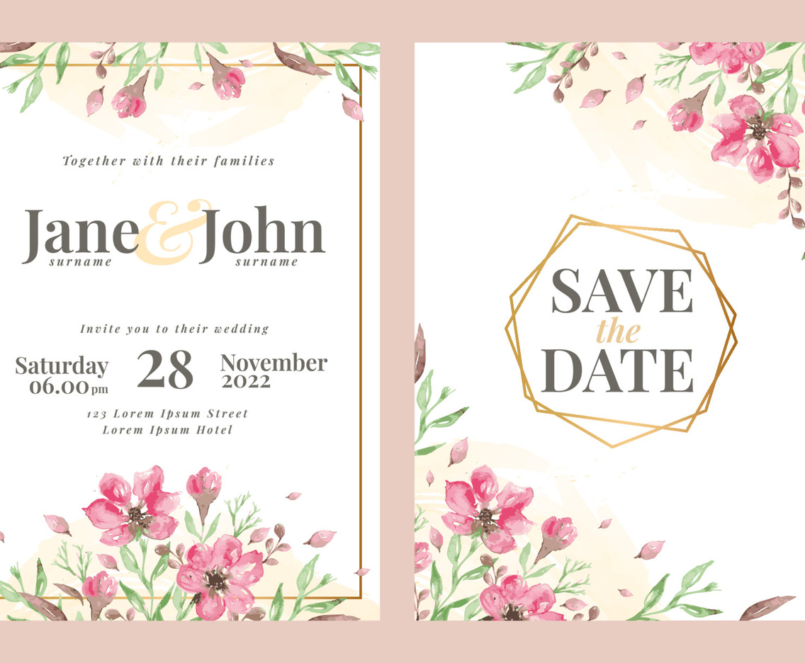 Loose Floral Watercolor Pink White Wedding Theme