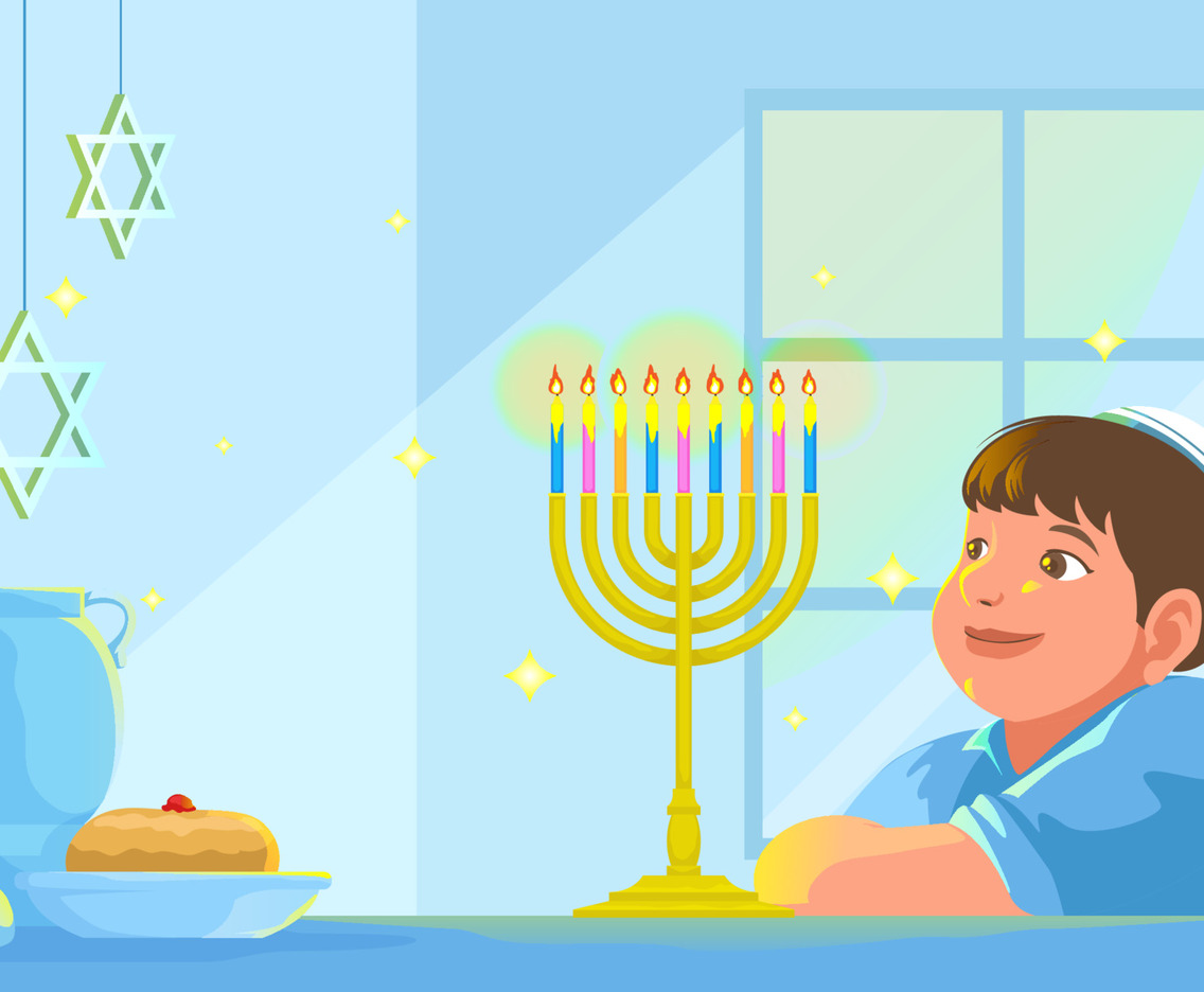 Cute Boy Enjoying Hanukkah Celebrations