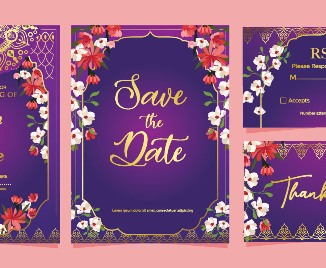 Indian Wedding Invitation Template in Purple Color