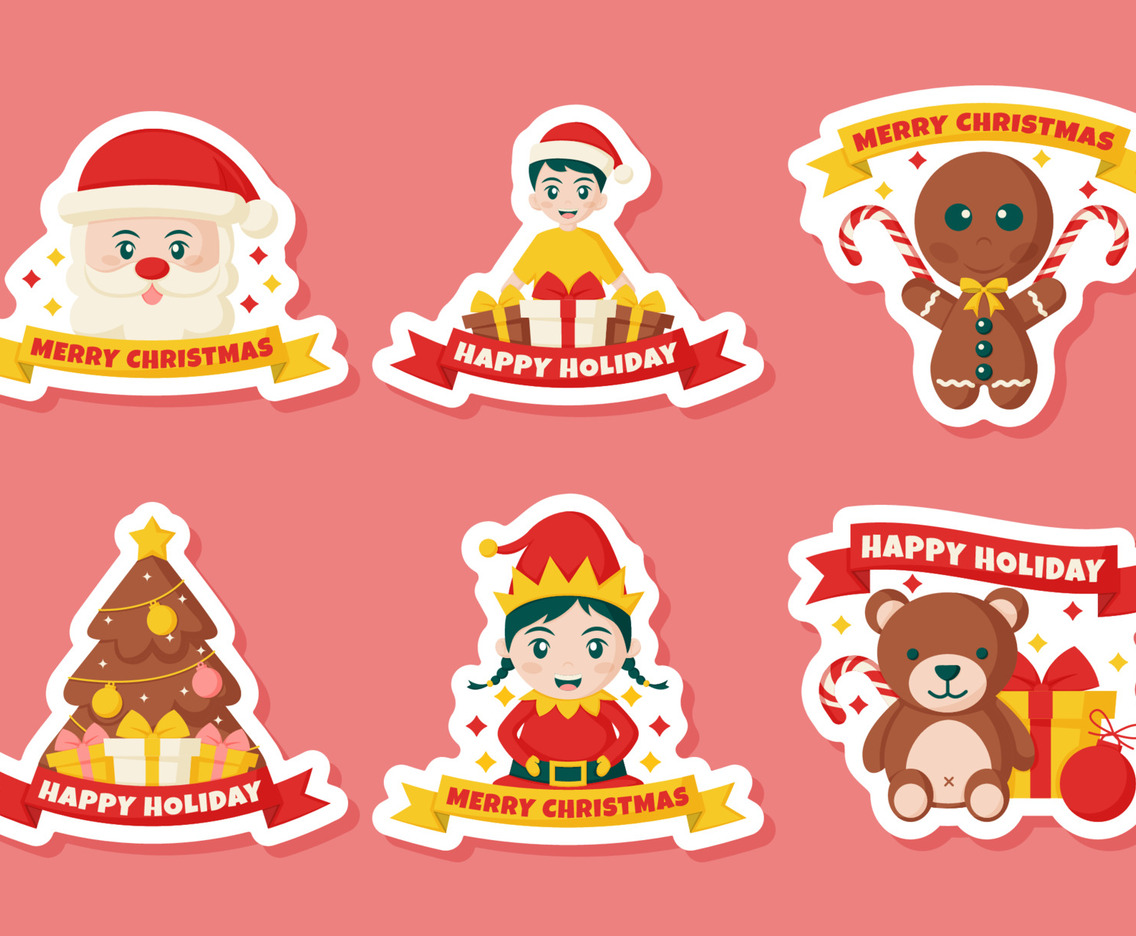 Children's Christmas Party Greeting Stickers