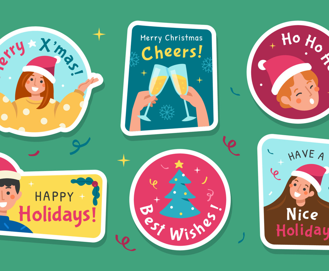 Merry Christmas Greeting Stickers