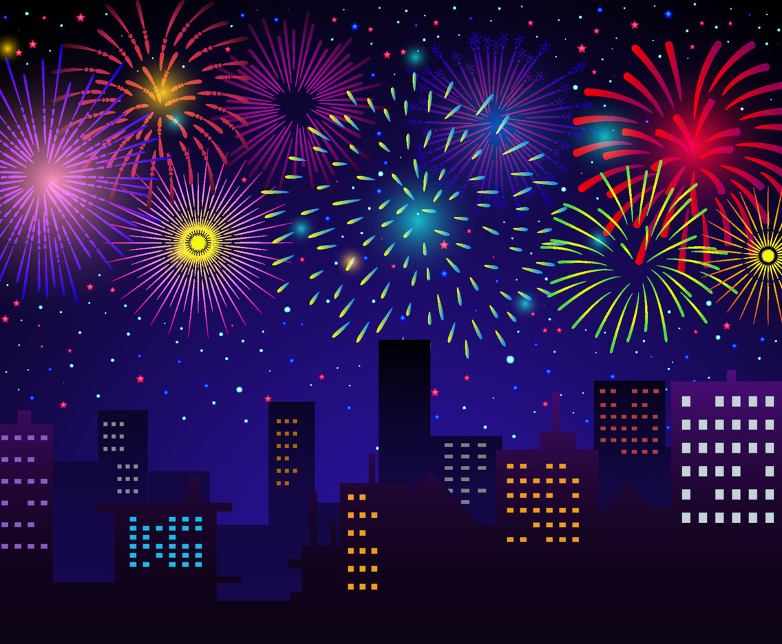 Beautiful Firework With City Background
