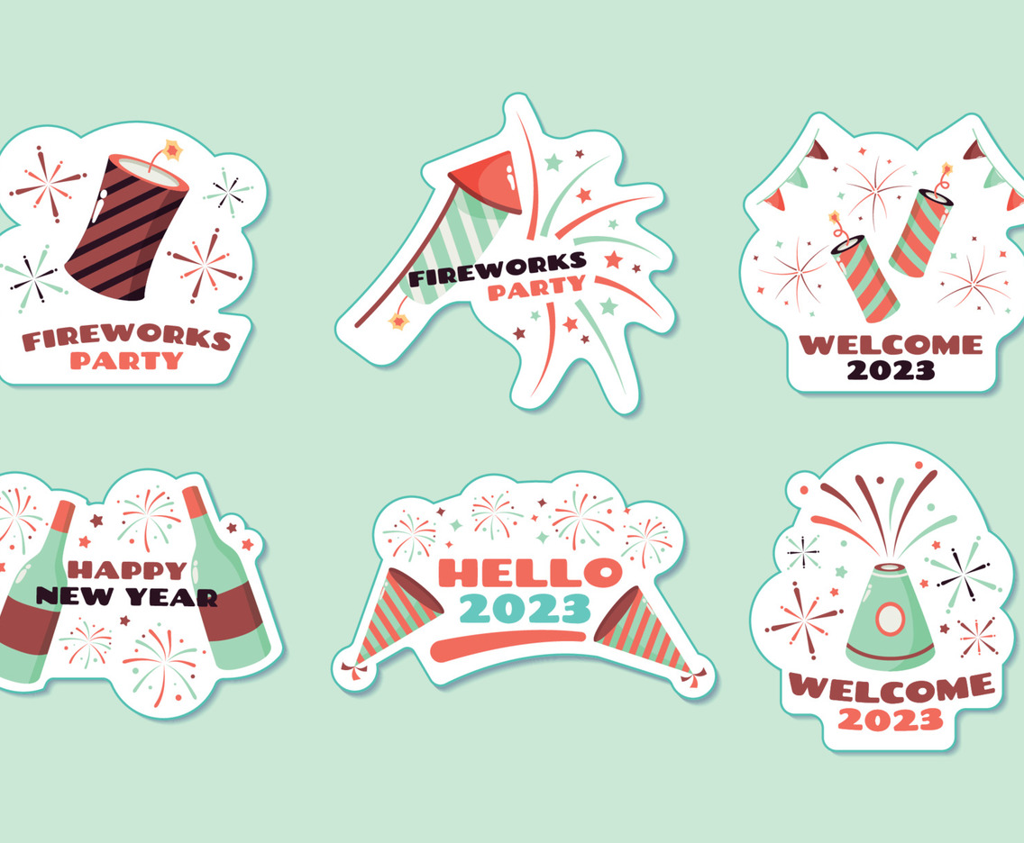 Happy New Year 2023 Fireworks Sticker Collection