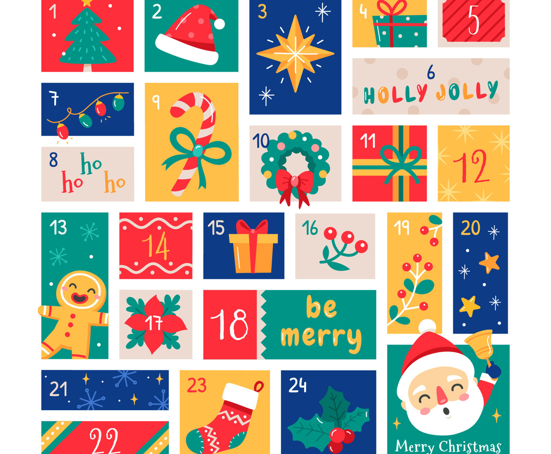 Cute Chistmas Advent Calendar Template