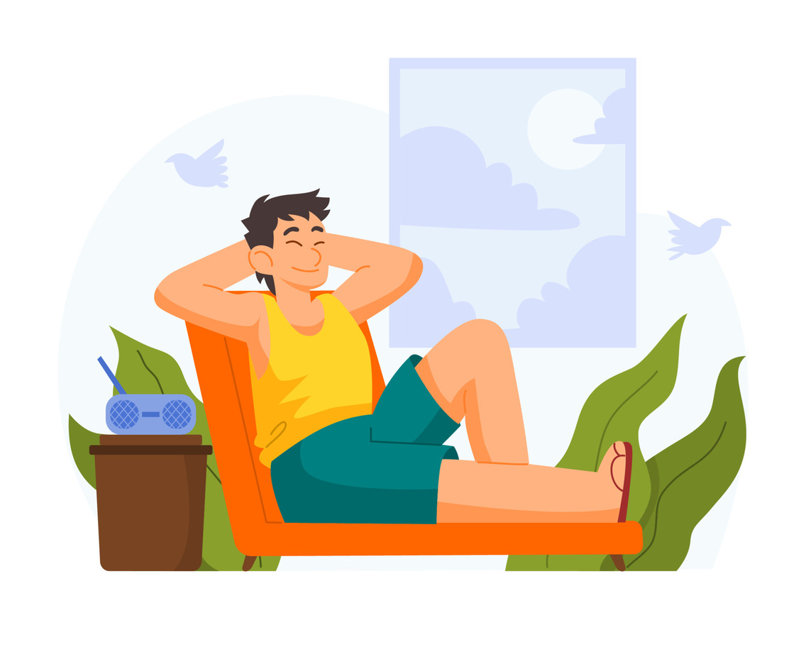 Self Care Mental Health with Man Listening to The Radio