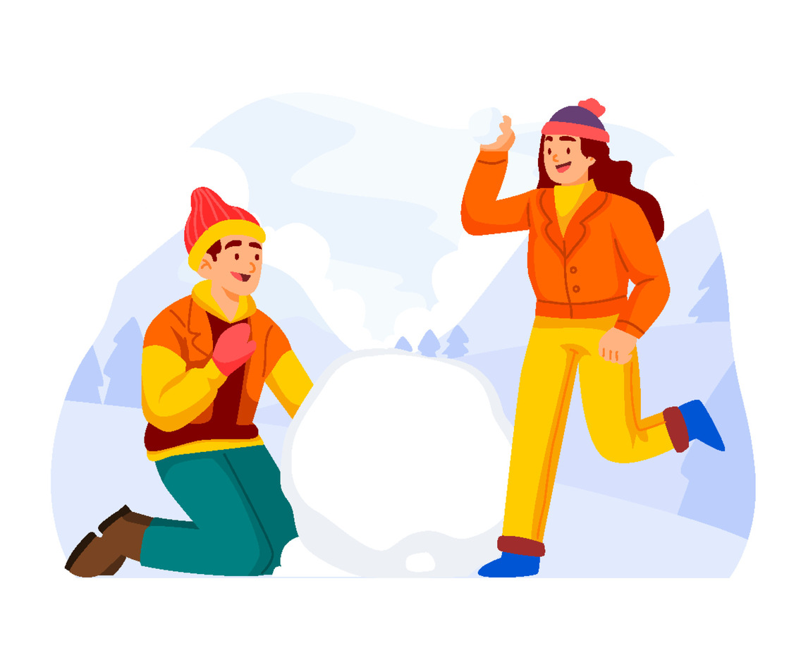 Couple Playing Snowball on Winter