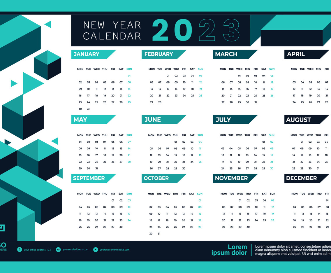 Abstract Cube 2023 Calendar Template