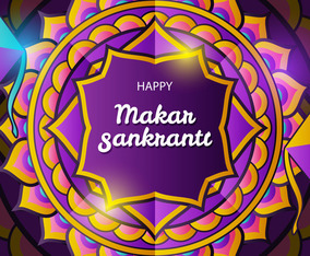 Makar Sankranti Mandala and Kite Concept