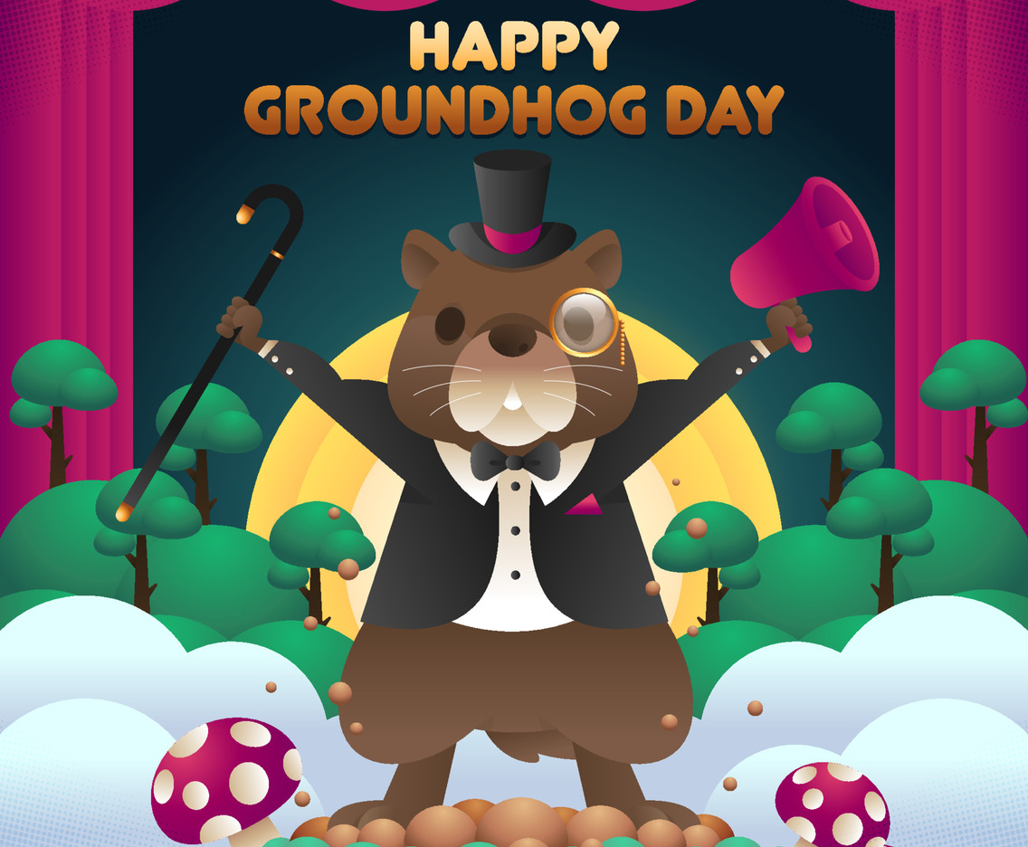 Cute WoodChuck Celebrate Groundhog Day