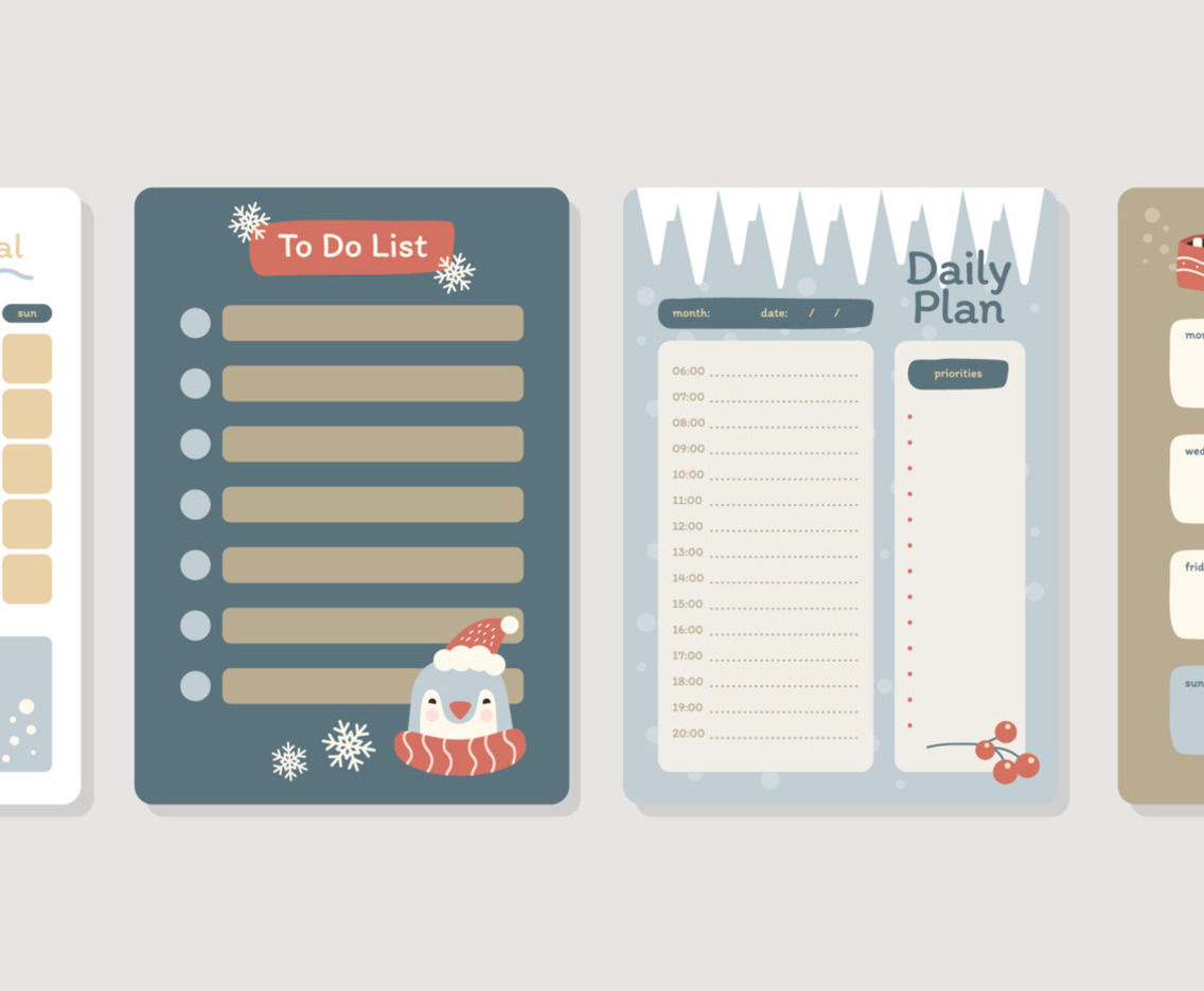 Winter Bullet Journal Template in Muted Colors