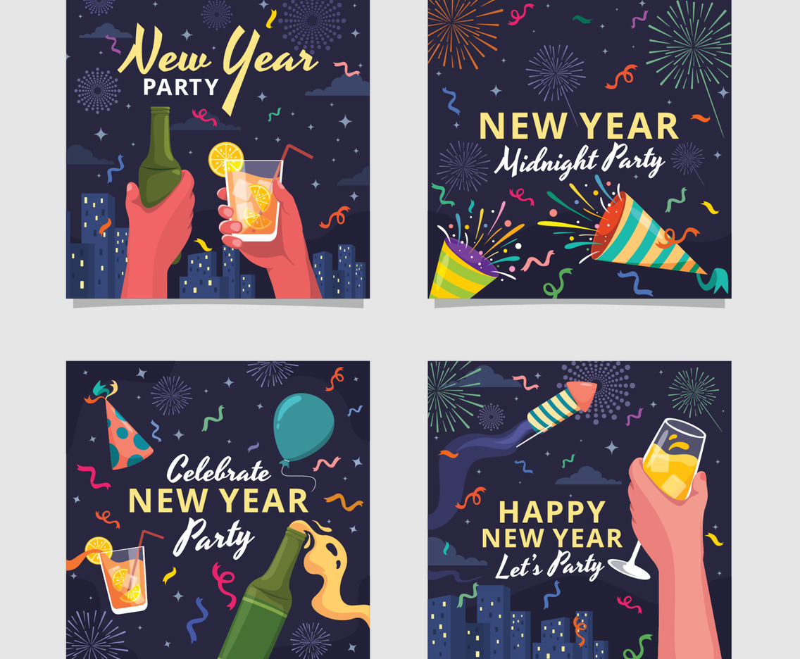 Celebrating New Year Party Social Media Template