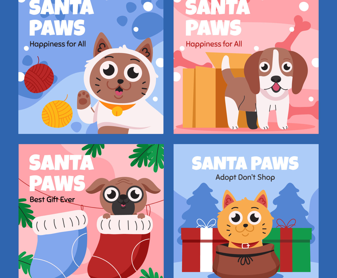 Set of Santa Paws Social Media Posts