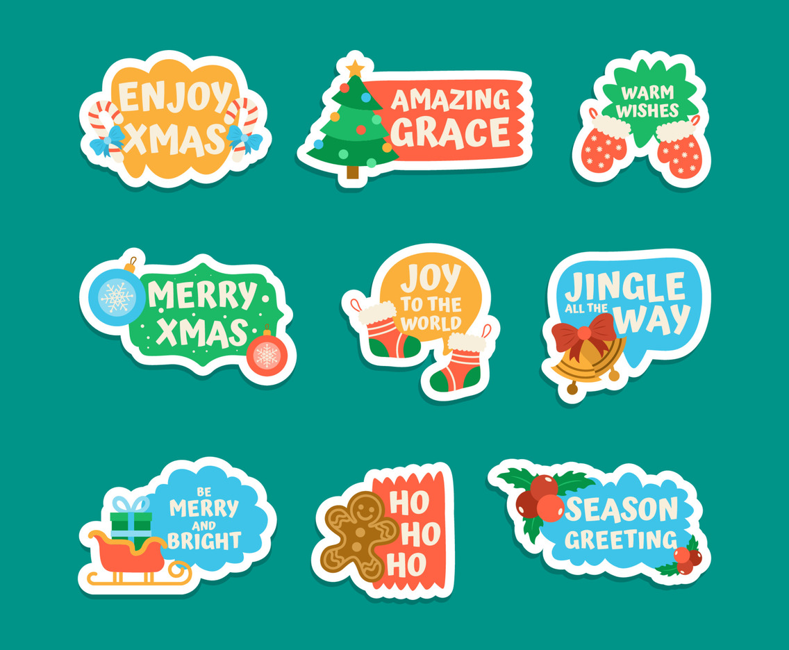 Christmas Hand Drawn Greeting Sticker Collection