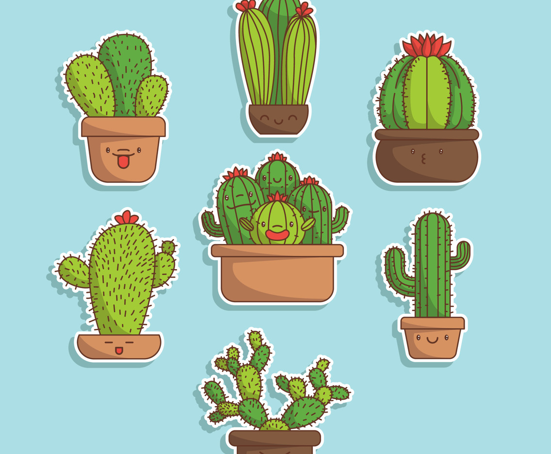 Set of Cute Cactus Sticker