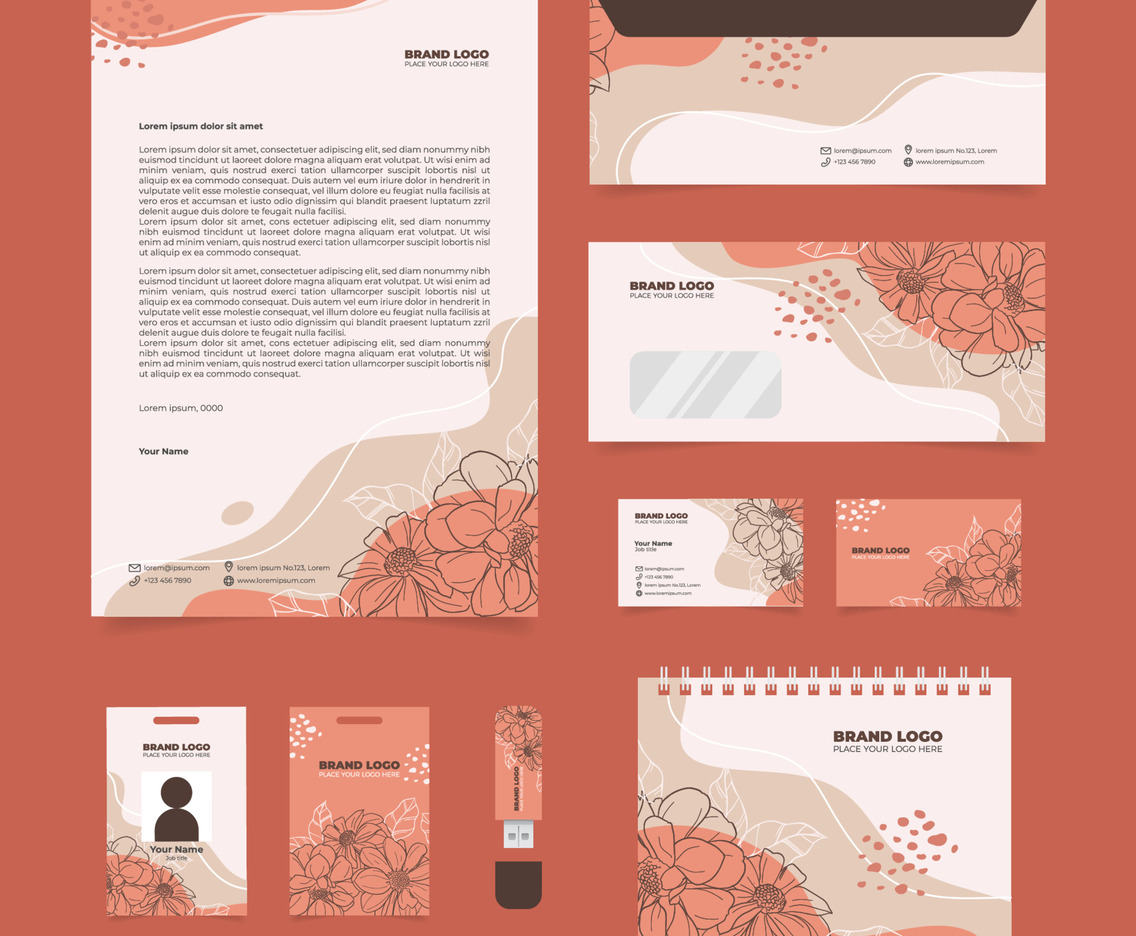 Corporate Identity Kit with Hand Drawn Floral Element