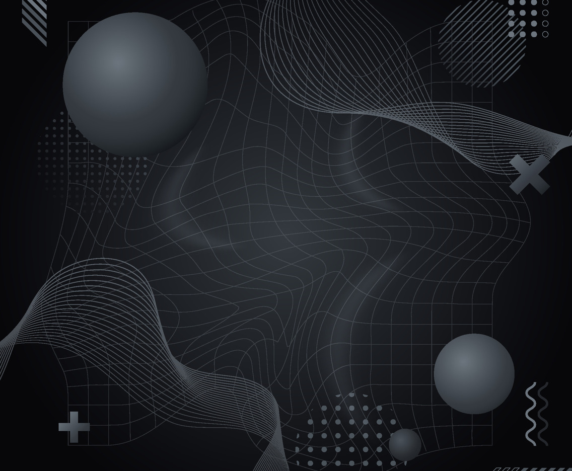 Gradient Black Abstract Background with Geometric 3D Shape
