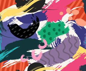 Aesthetic Hand Drawn Seamless Pattern with Flat Color Concept