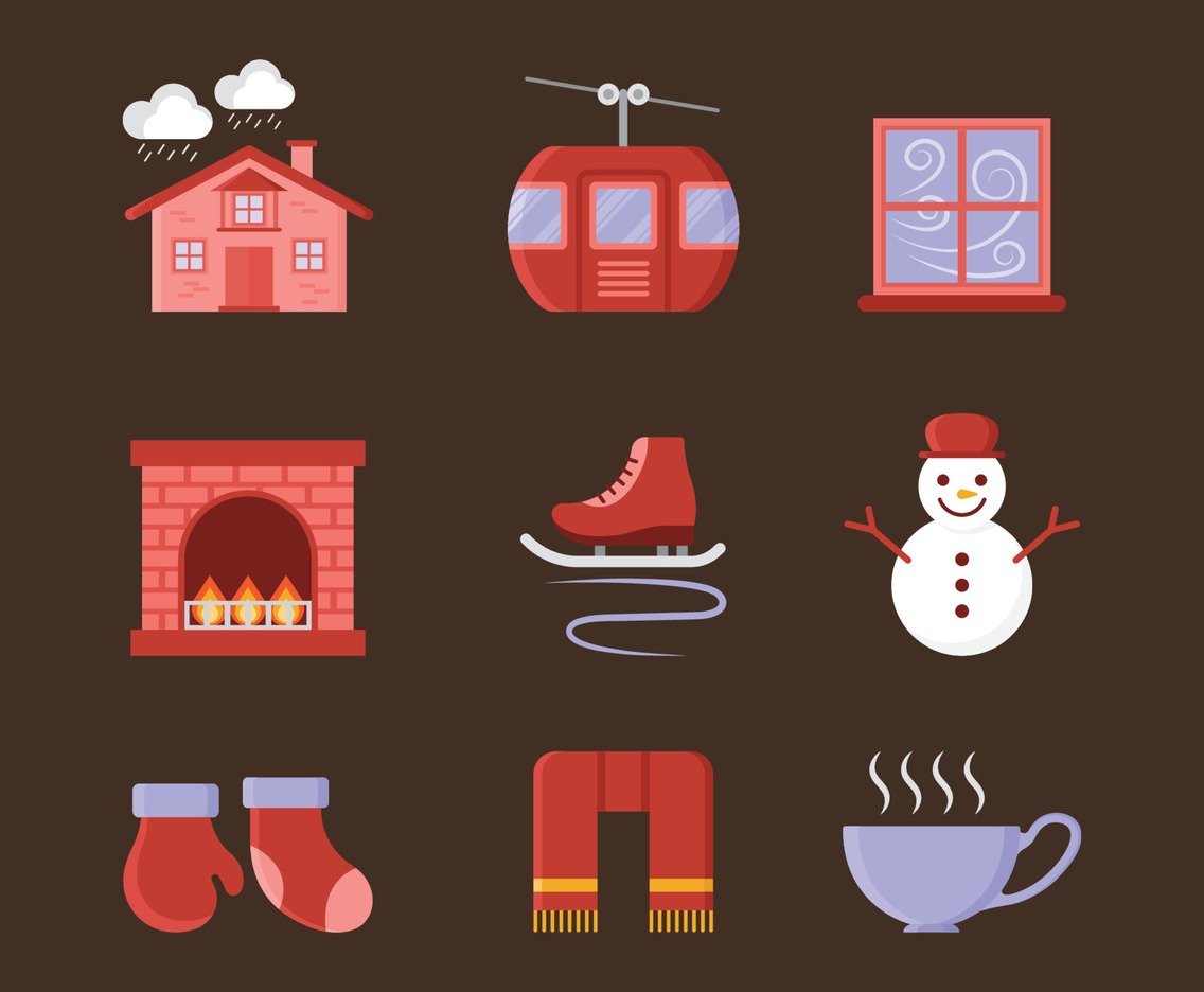 Set Of Winter Season Element Icons