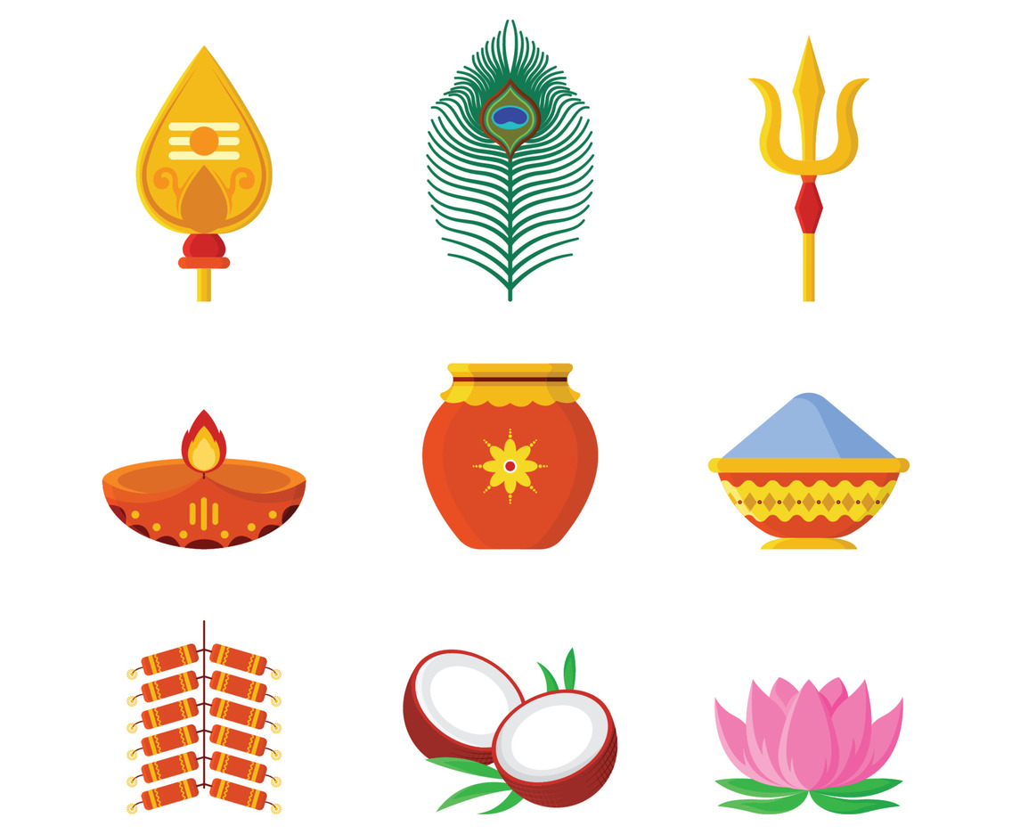 Set Of Thaipusam Event Icons