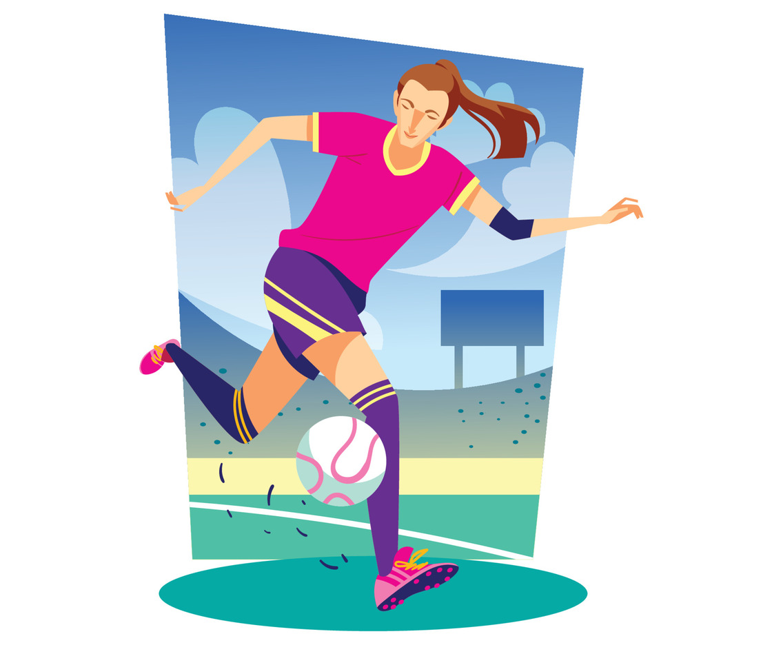 Female Football Player Dribbling the Ball