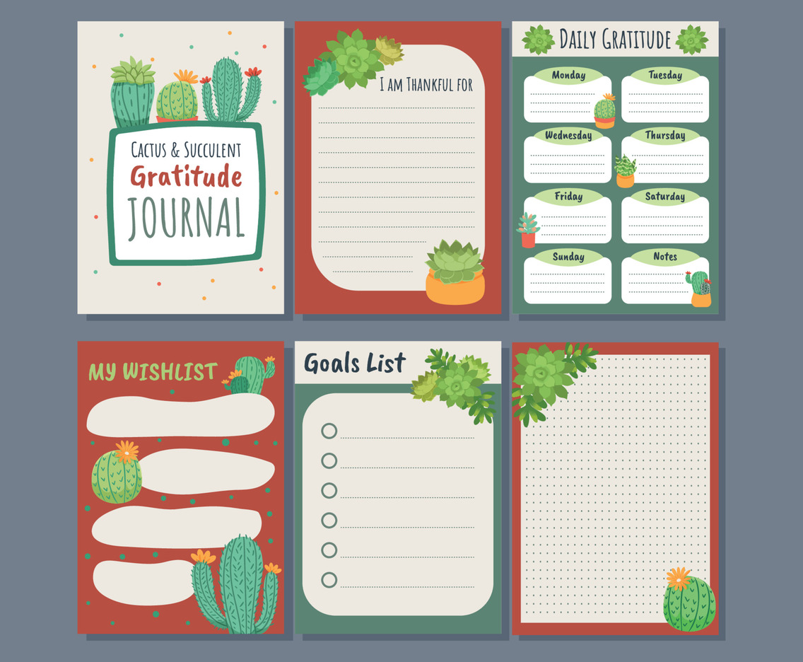 Cactus and Succulent Gratitude Journal Template