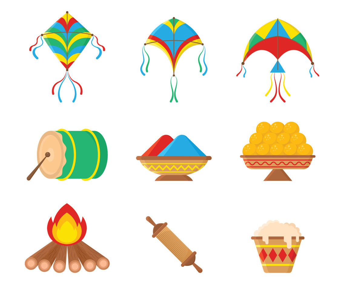 Set of Makar Sankranti Element Icons