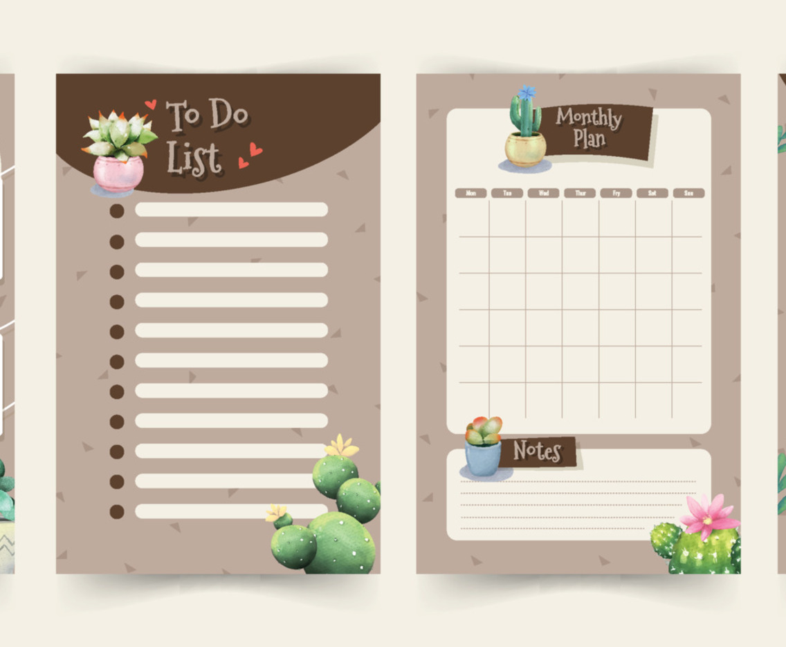 Journal Pages with Succulents Theme