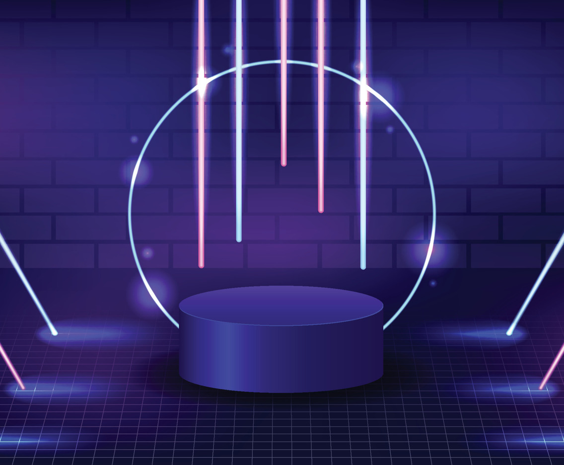 Podium for Product with Neon Background Concept