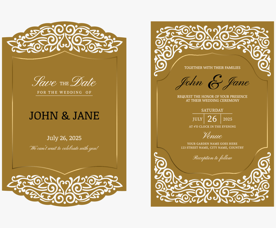 Modern Formal Laser Cuts Wedding Invitation