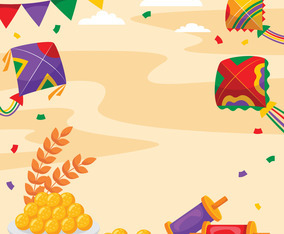 Makar Sankranti Background Concept in Flat Design Style