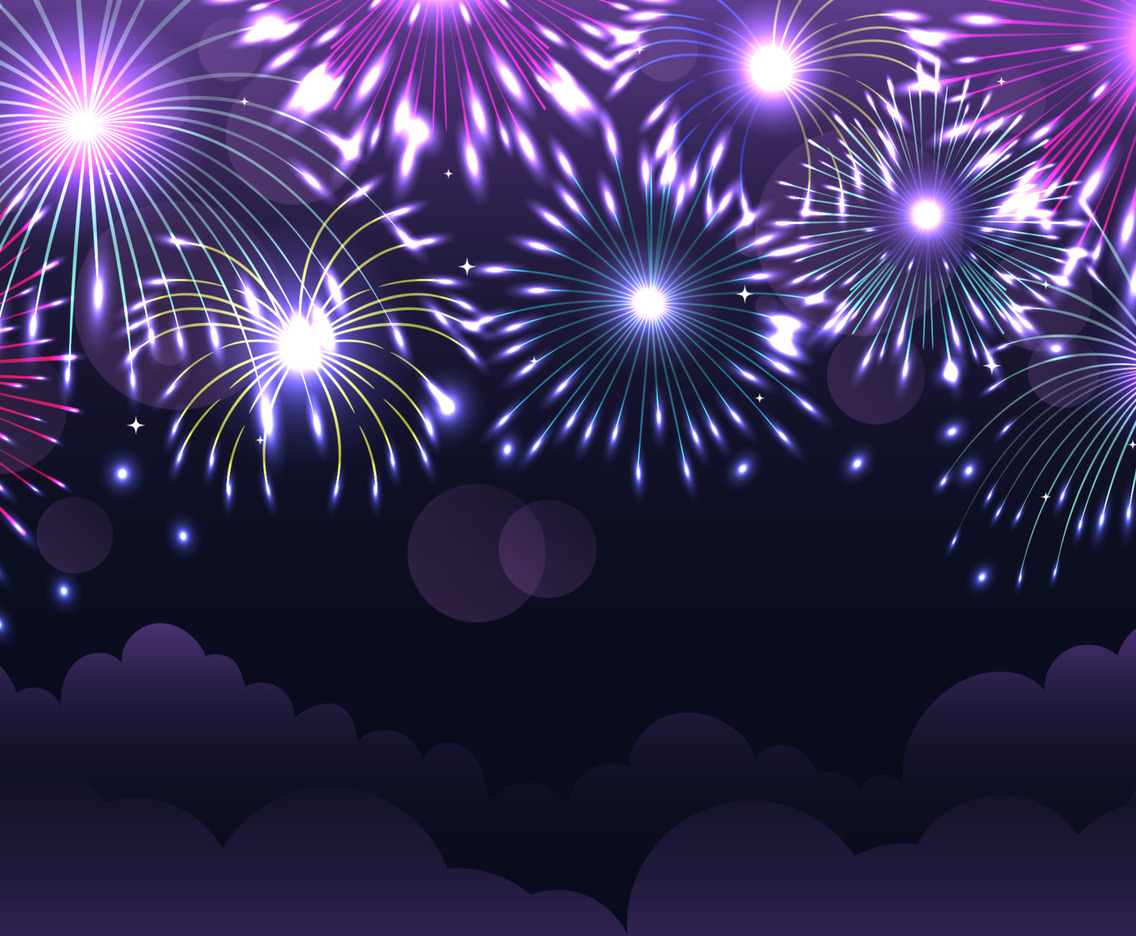 Fireworks Above the Cloud Background