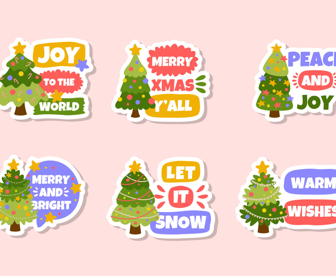 Christmas Tree Greeting Sticker Collection