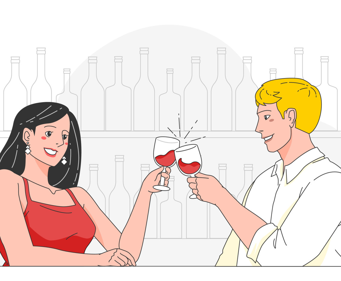 A Couple Celebrate Their Anniversary with Special Wine Toast